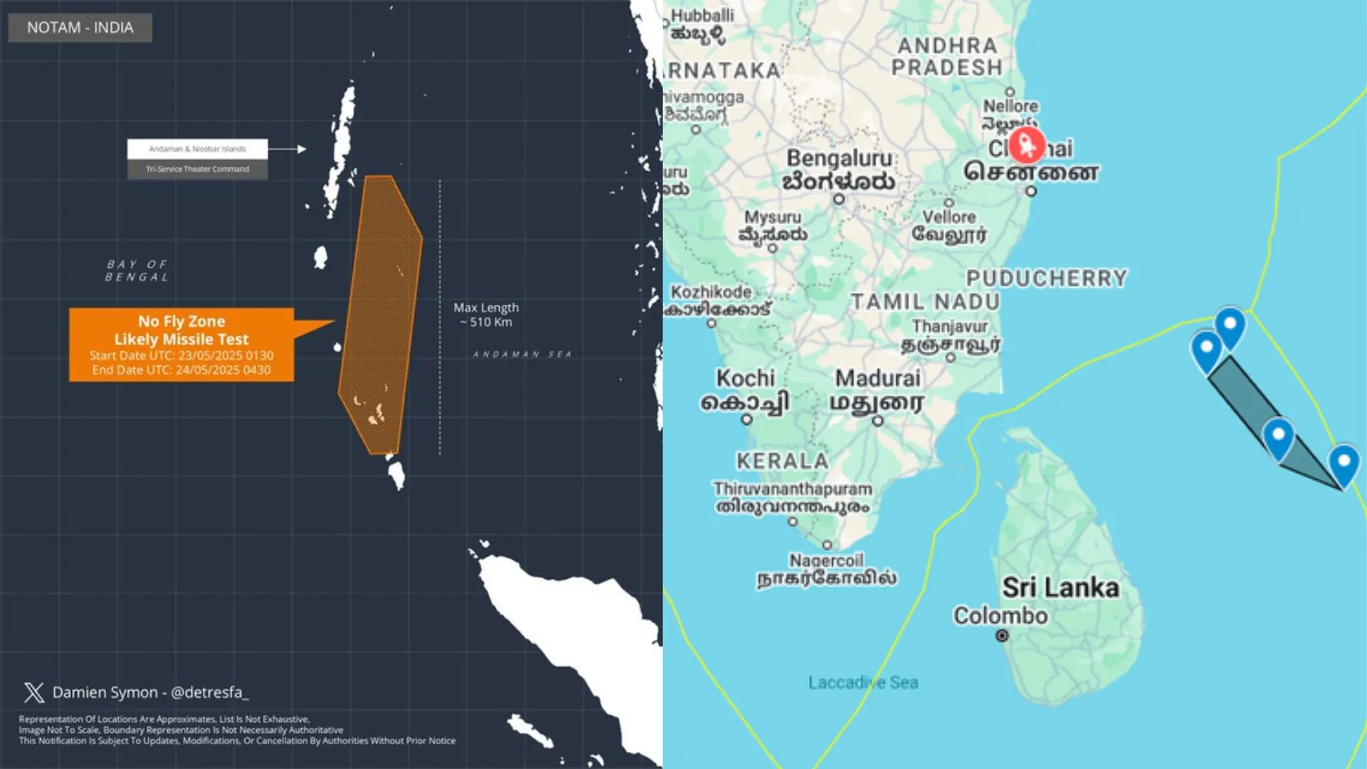 अंडमान के ऊपर से उड़ान नहीं भरेंगे सिविल एयरक्राफ्ट, NOTAM ने जारी किया निर्देश, 23 -24 मई को एयर स्पेस रहेगा बंद 