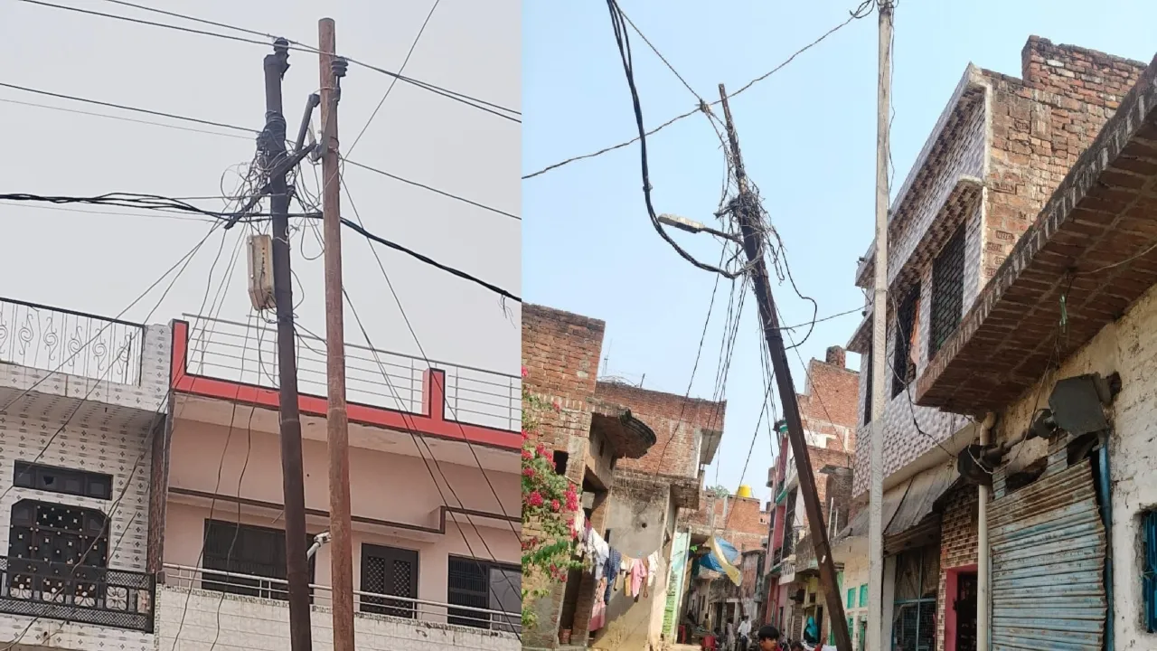 विद्युत विभाग की लापरवाही :  नए खंभे लगे, पुराने नहीं हटाए, तार भी नहीं किए शिफ्ट