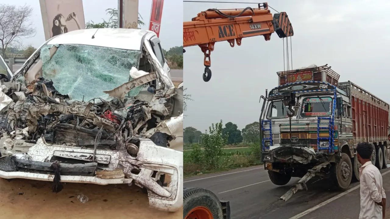 बाराबंकी: ट्रक और कार की भीषण टक्कर, हादसे में 4 की दर्दनाक मौत