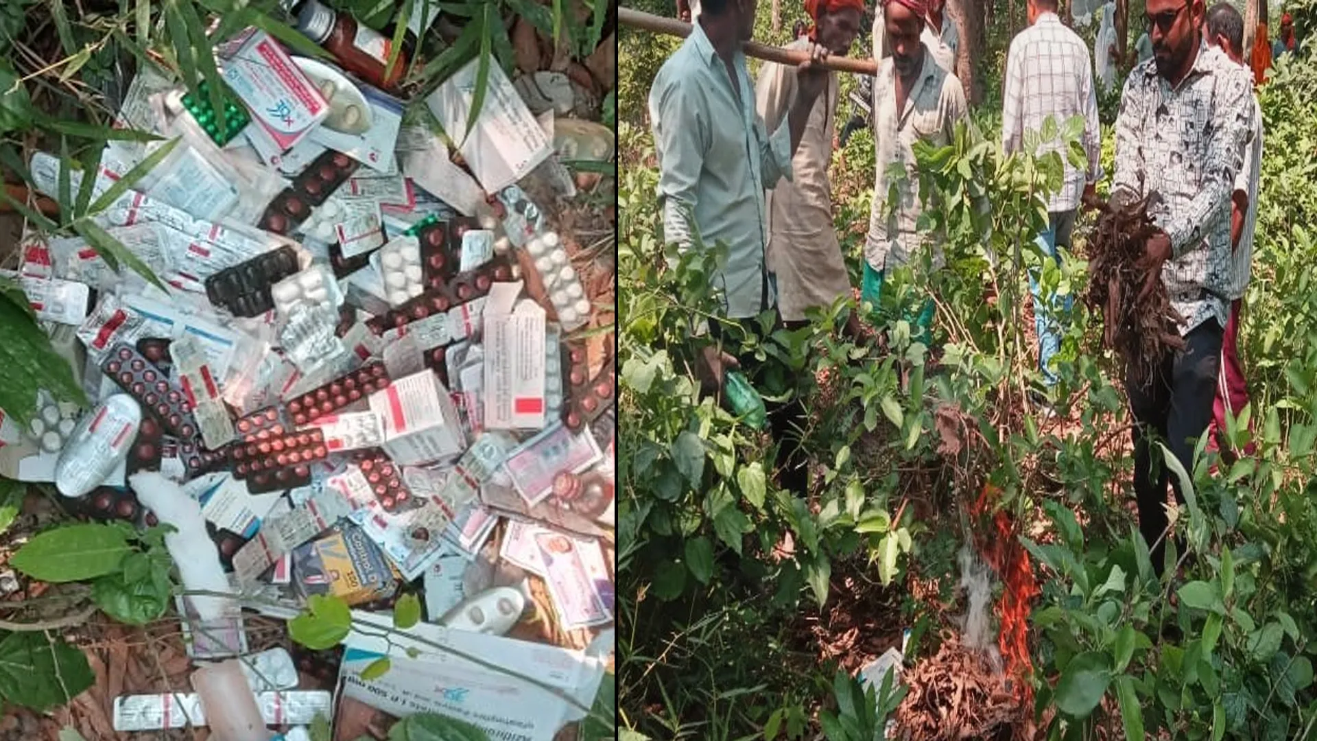 लखीमपुर खीरी : कलुआपुर गांव के बाहर बाग में पड़ी मिली सरकारी आपूर्ति की दवाएं