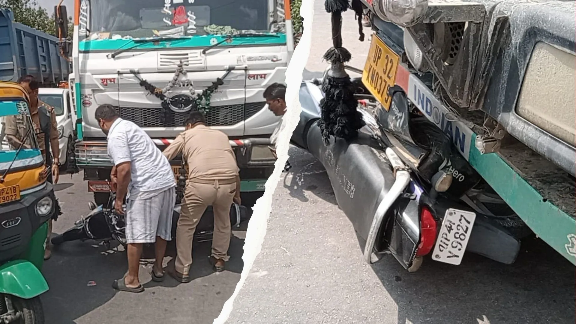 बाराबंकी : डंपर की चपेट में आए बाइक सवार तीन युवक, एक की मौके पर मौत, दो गंभीर घायल