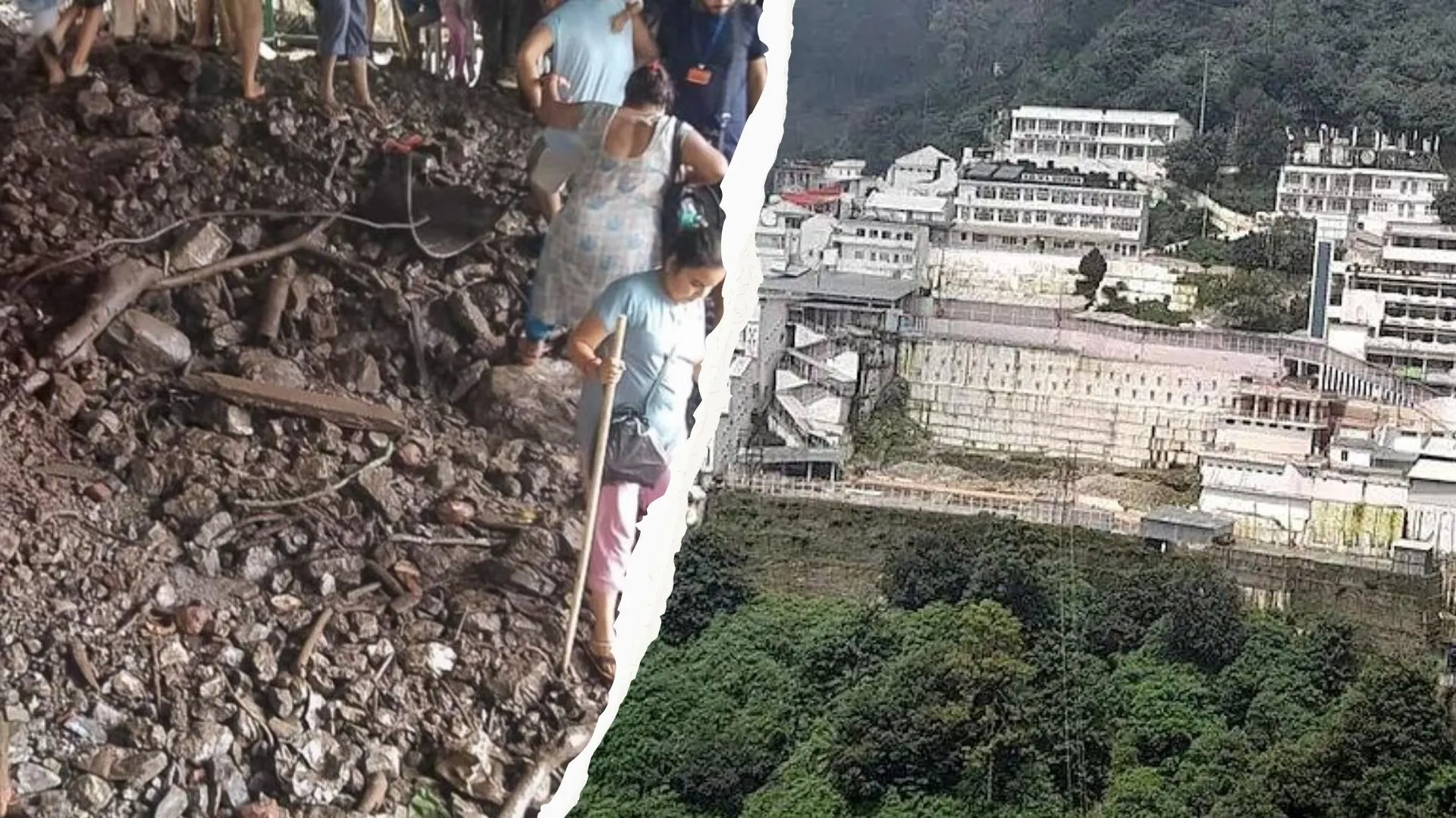 त्रिकुटा की पहाड़ियों पर भूस्खलन से वैष्णो देवी मंदिर जाने वाला मार्ग अवरुद्ध, इस रूट पर जारी है श्रद्धालुओं की यात्रा 