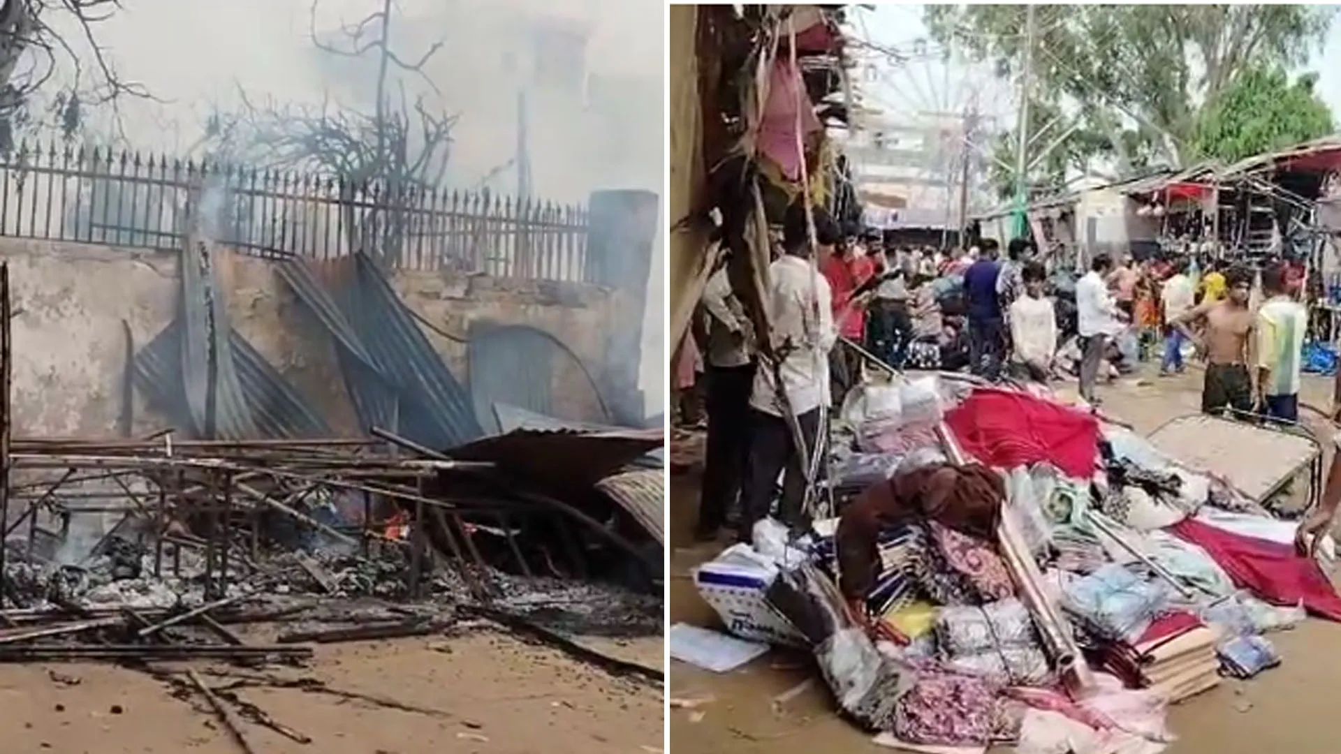 बदायूं: आग लगने से दो सिलेंडर में ब्लास्ट...30 दुकानें जलकर राख