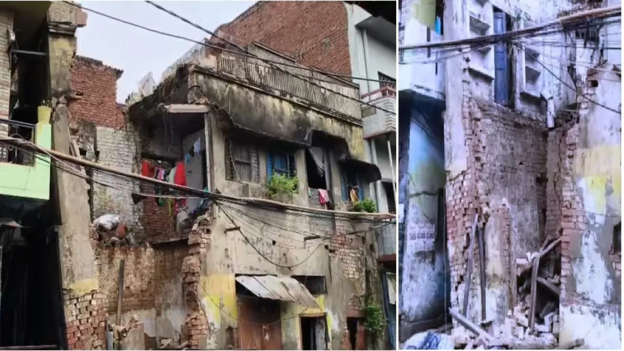 लखनऊ में रिमझिम बारिश : कहीं ढहा जर्जर मकान तो कहीं वाहनों पर गिरा पेड़