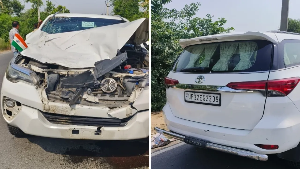 हाइवे पर हादसा : उच्च शिक्षा राज्यमंत्री की कार नीलगाय से टकराई, बाल-बाल बचीं