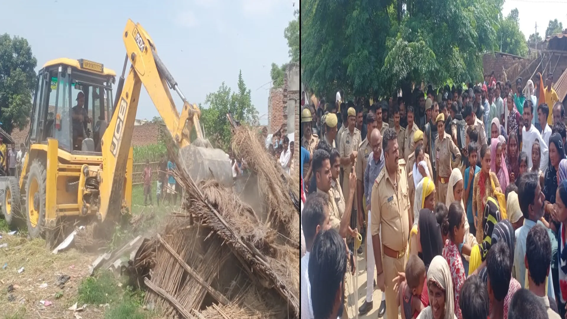 लखीमपुर खीरी : कड़े विरोध के बीच बुलडोजर चलाकर प्रशासन ने ढहाए 30 घर