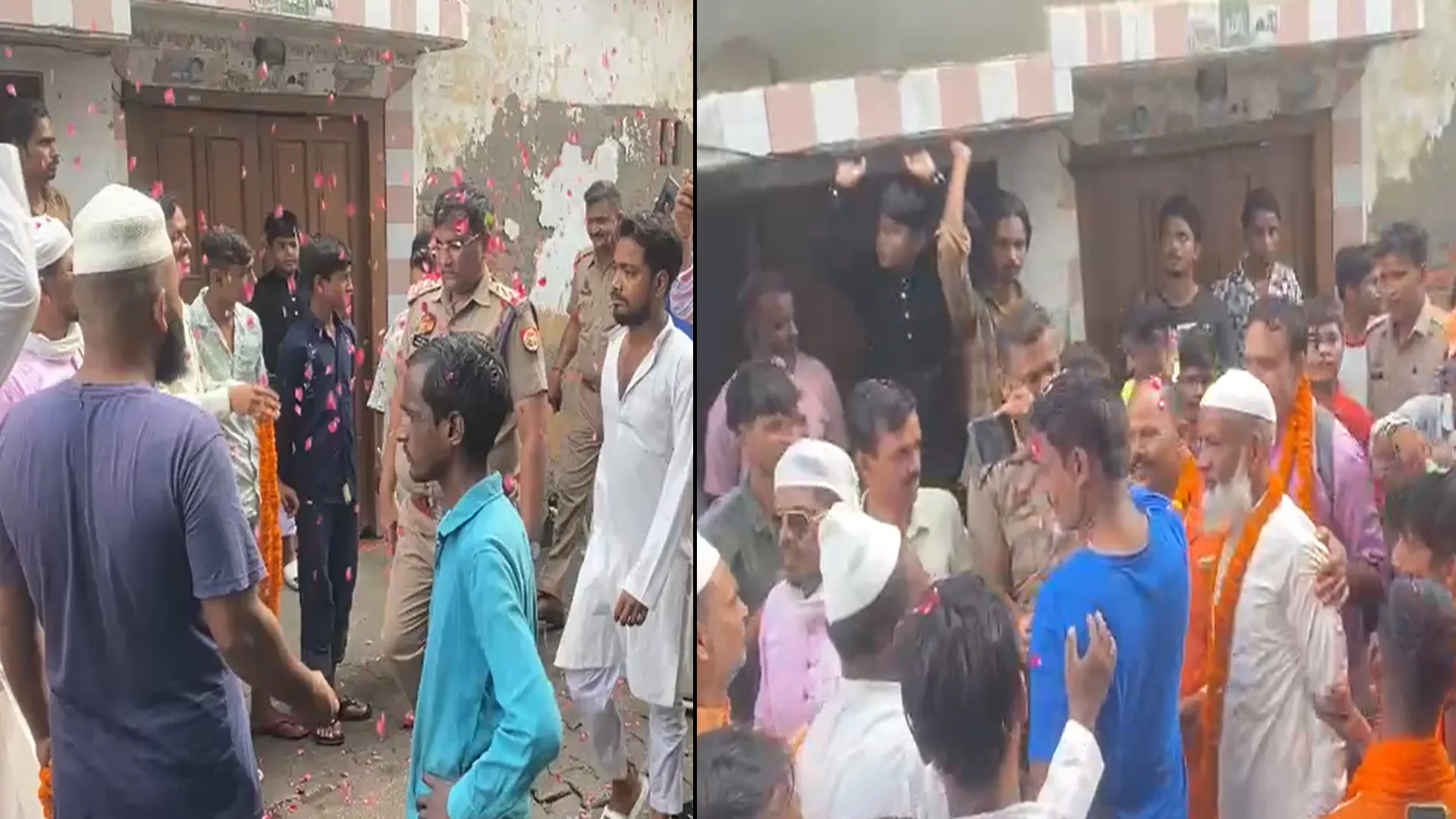 बरेली: जोगीनवादा में मुस्लिम समाज के लोगों ने कांवड़ियों पर बरसे फूल, दिल खोलकर किया स्वागत