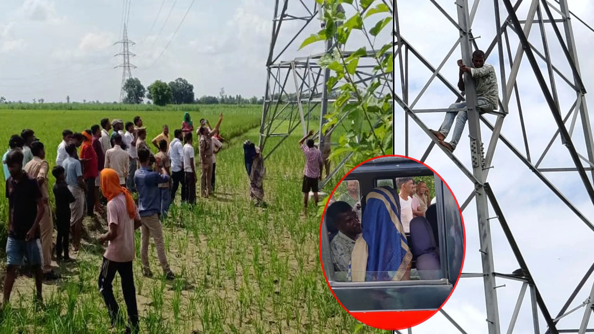 लखीमपुर खीरी : पत्नी विदा न करने से नाराज युवक बिजली लाइन के टॉवर पर चढ़ा