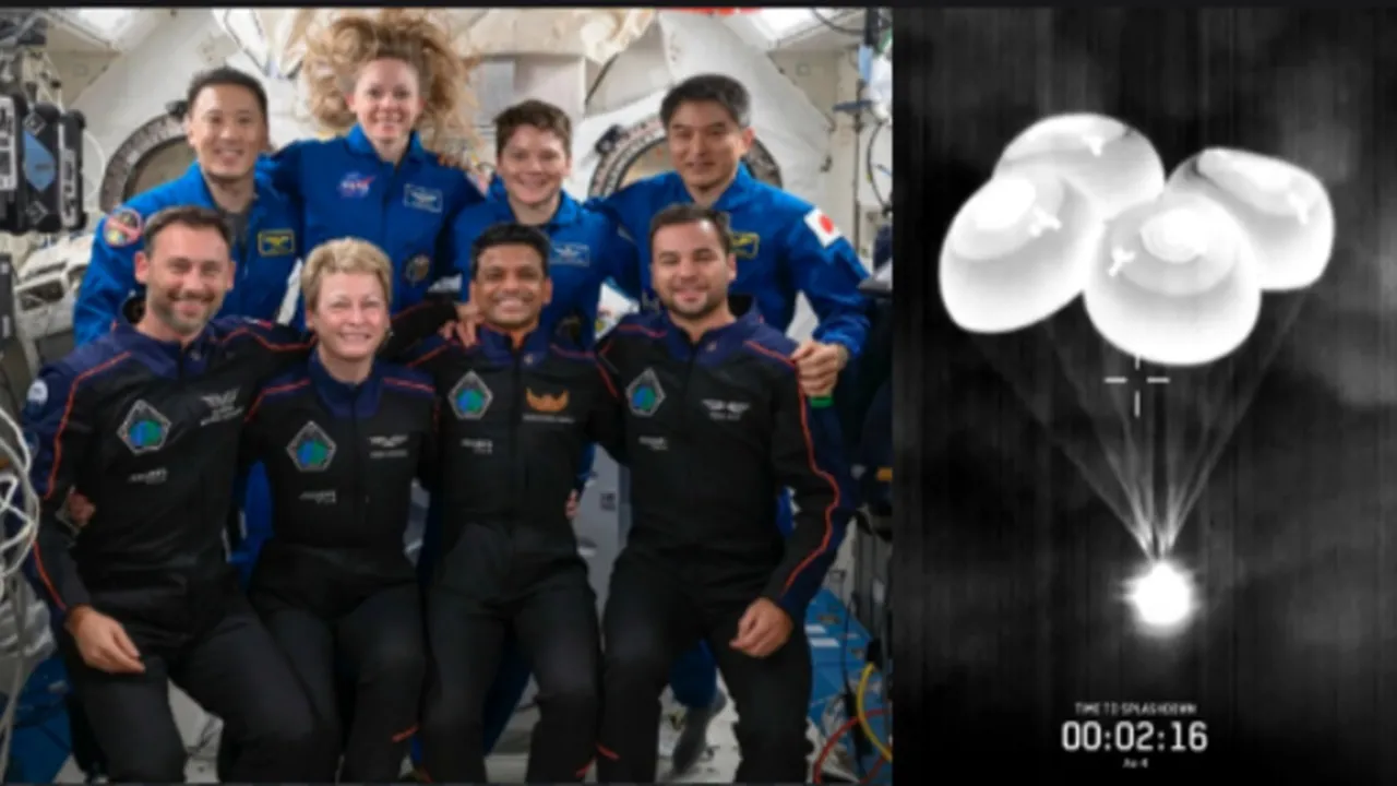 Shubhanshu Shukla Return: अंतरिक्ष से धरती पर लौटे शुभांशु शुक्ल, कैलिफोर्निया के समंदर में उतरा ड्रैगन स्पेसक्राफ्ट