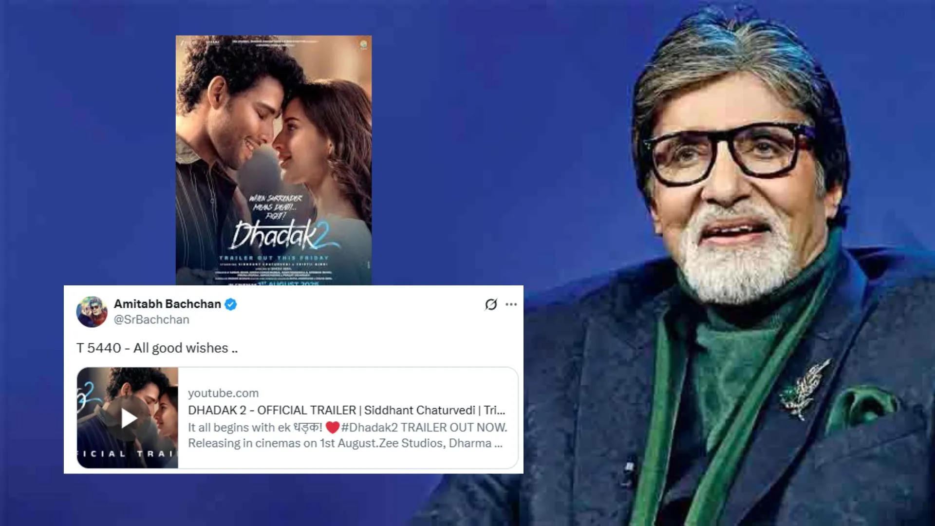 सभी को शुभकामनाएं .. 'धड़क 2' के लिए अमिताभ बच्चन ने सोशल मीडिया पर दिया अपना सपोर्ट, निर्माता मीनू अरोड़ा ने कहा थैंकू