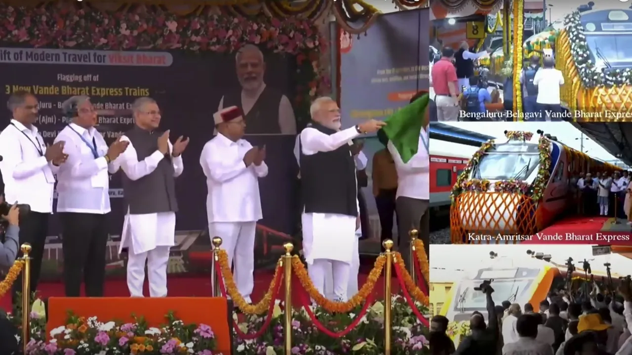 Bangalore: प्रधानमंत्री मोदी को दी बड़ी सौगात, तीन वंदे भारत ट्रेन को दिखाई हरी झंडी, येलो मेट्रो लाइन का किया उद्घाटन