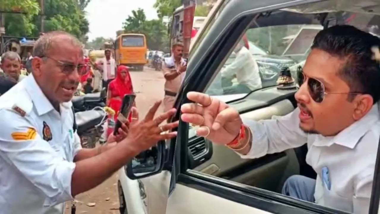 ट्रैफिक पुलिसकर्मी से भिड़ा BJP MLC का बेटा, सड़क पर तू-तड़ाक करते आया नजर, वीडियो वायरल