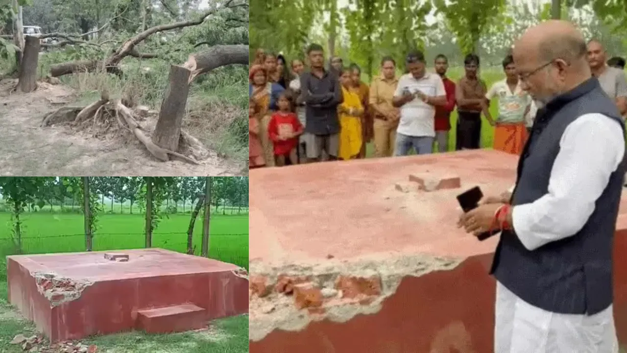 VIDEO: बहराइच में माहौल बिगाड़ने की कोशिश, हिन्दू धर्मस्थल पर तोड़फोड़ से बवाल, ग्रामीणों में रोश, फोर्स तैनात