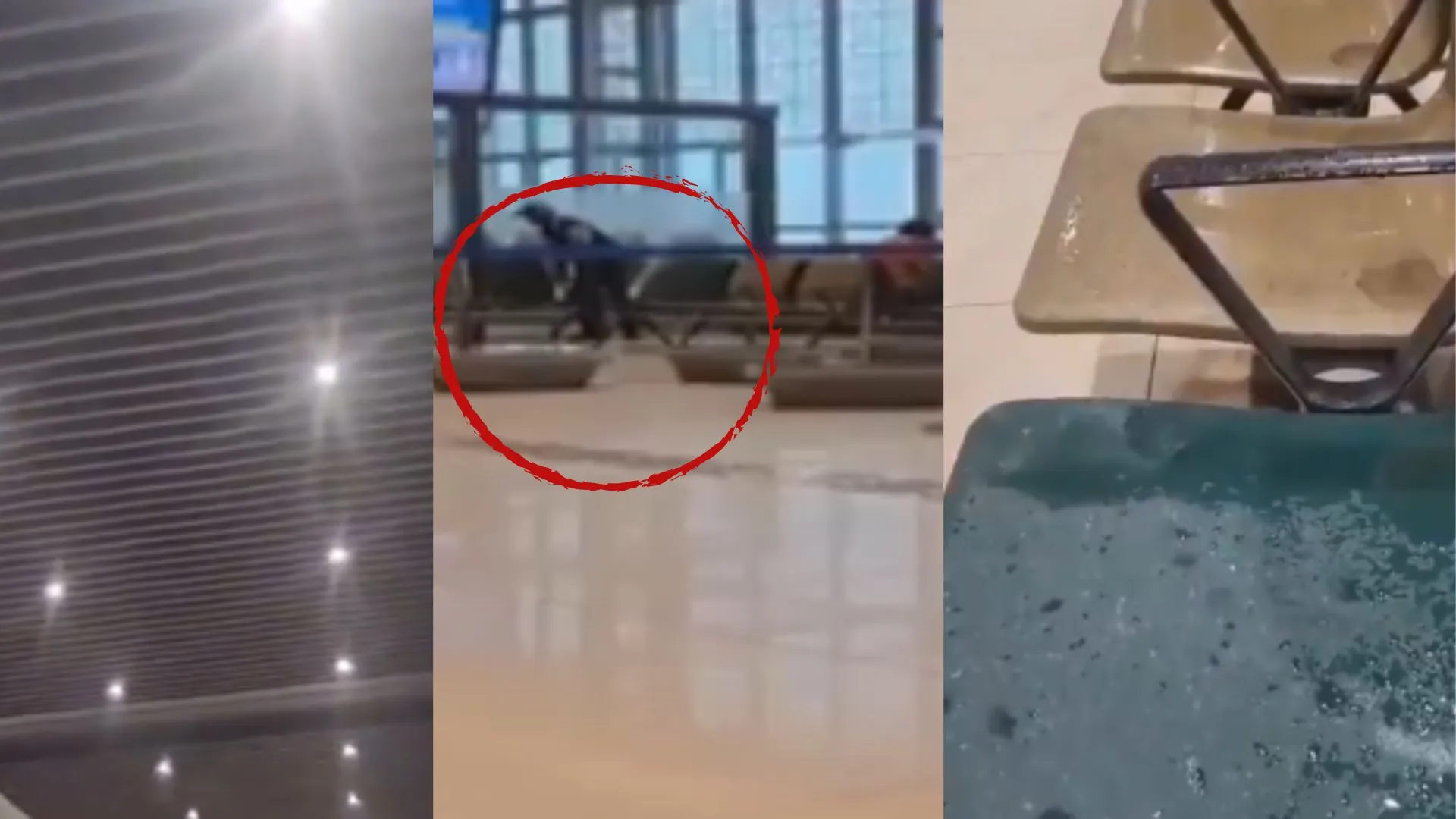 लगातार बारिश से अमौसी एयरपोर्ट की छत से टपका पानी, तो रख दिए टब 