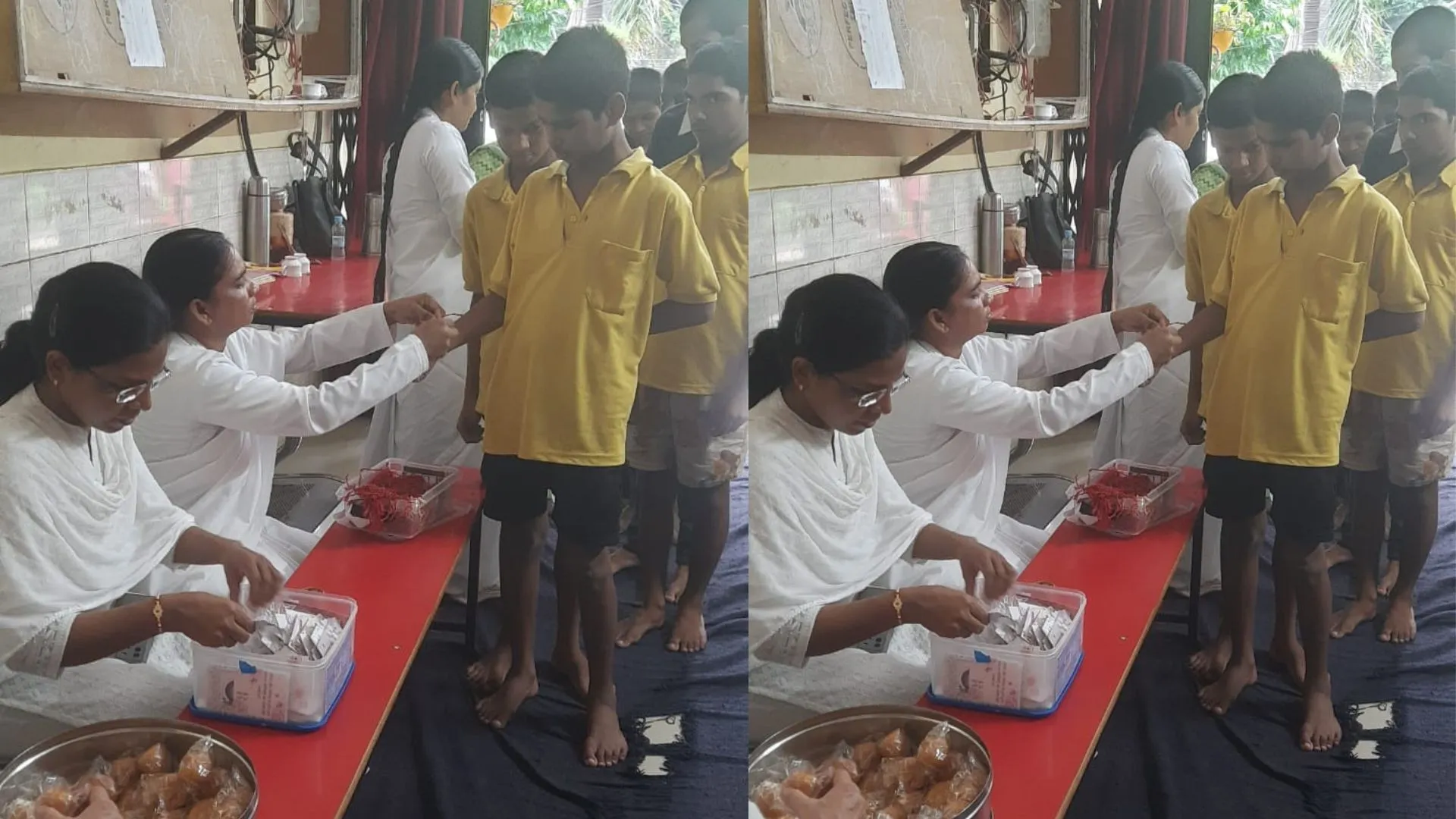 फोटो- राखी बांधती ब्रम्हकुमारी बहनें