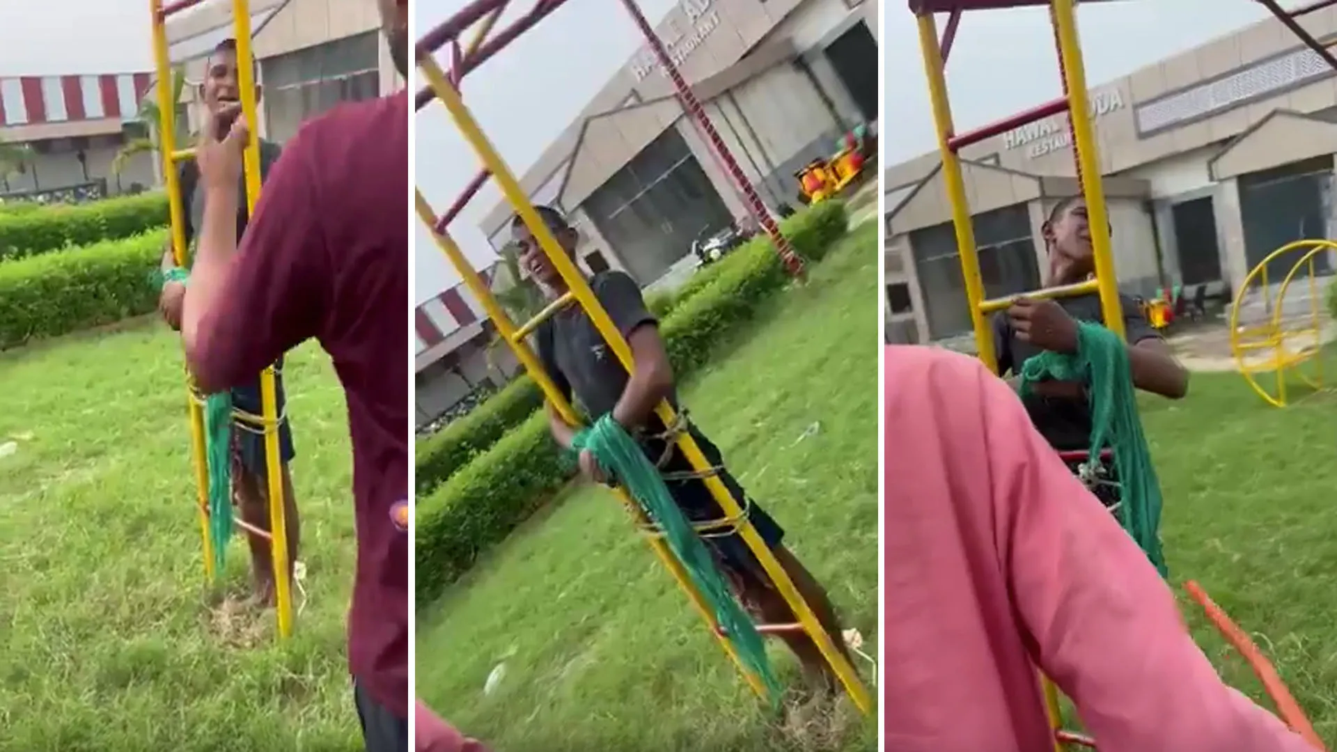 मुरादाबाद: देखिए वीडियो...मजदूरी मांगने की सजा, मजदूर को झूले से बांधकर पीटा