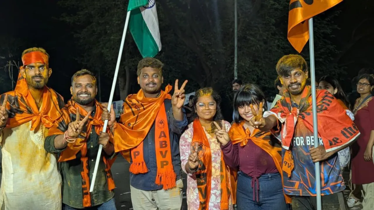 DU के बाद अब हैदराबाद यूनिवर्सिटी में ABVP का दबदबा बरकरार, छात्र संघ चुनाव में सभी सीटों पर हासिल की जीत