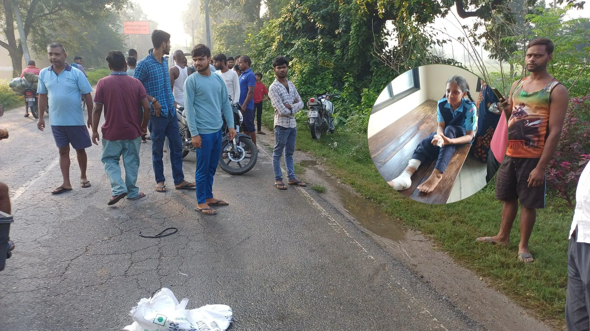 बाइक सवार शराब तस्कर की टक्कर से स्कूली छात्रा घायल...ग्रामीणों ने जताया विरोध, आरोपी की तलाश जारी  