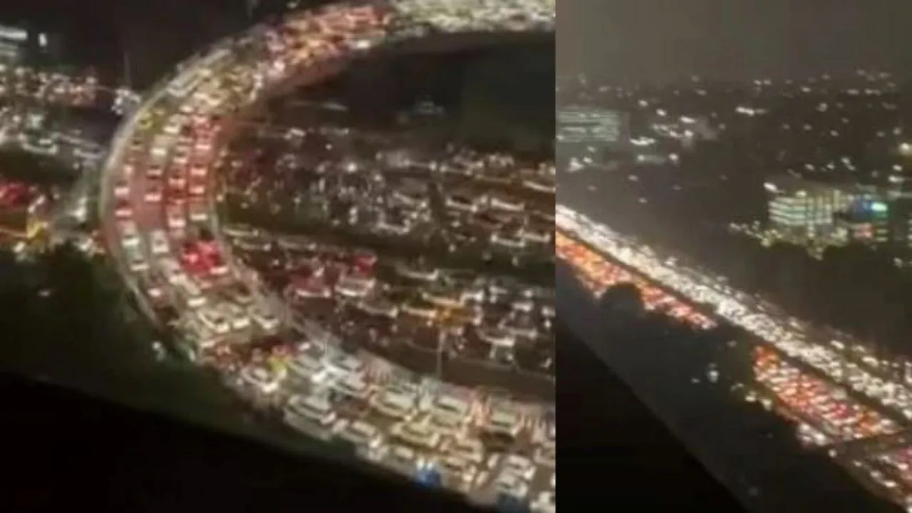 Gurgaon : पहले बारिश और फिर लगा गुरुग्राम में कई किलोमीटर लंबा जाम, हजारो लोग फंसे