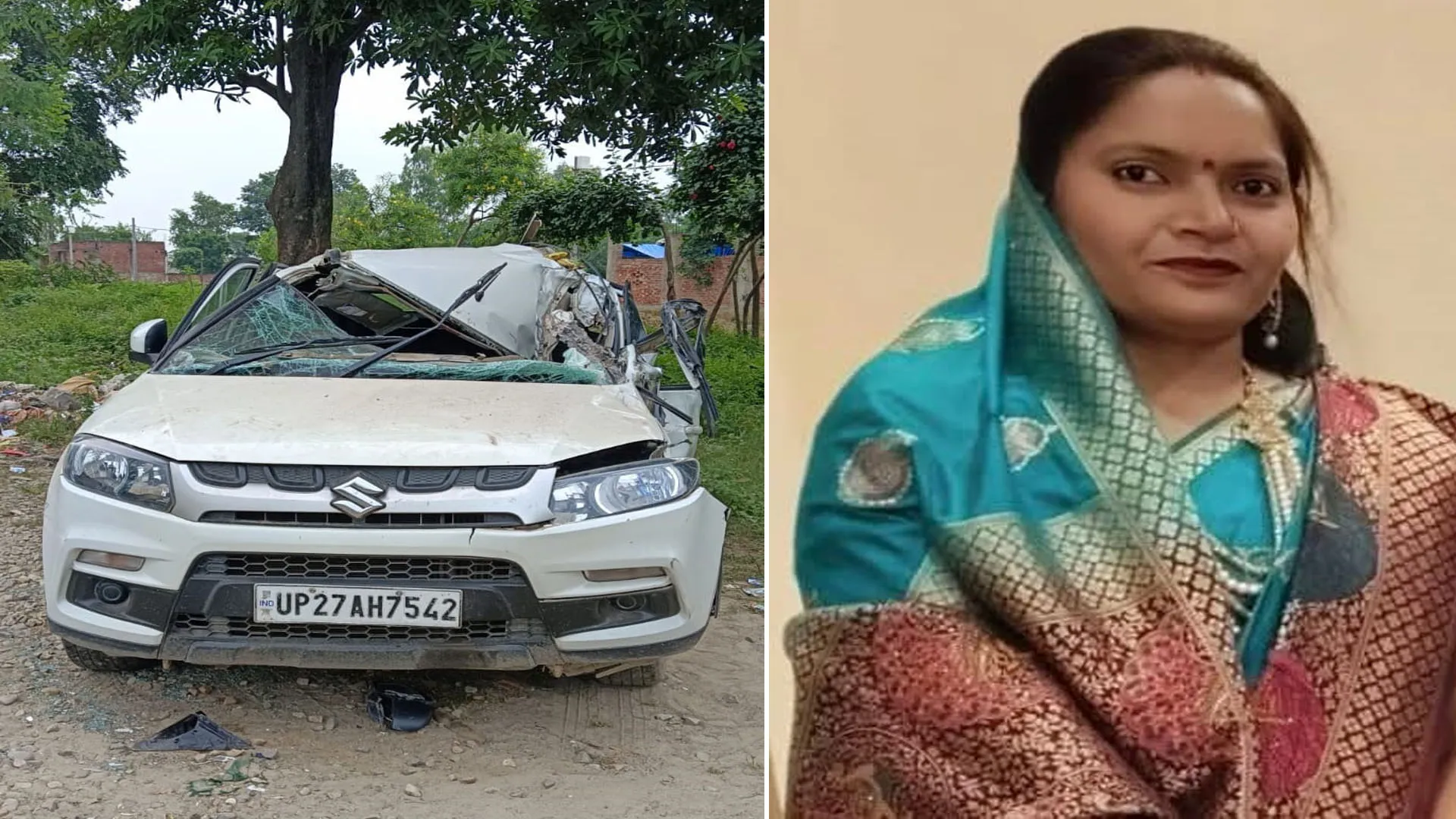UP : ट्रक और कार की टक्कर में शिक्षिका की मौत, पति घायल