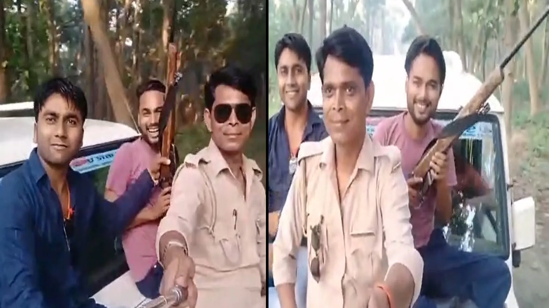 पीलीभीत: बोनट पर बैठ असलहा लहराते युवकों का वीडियो वायरल, एक वर्दीधारी भी मौजूद