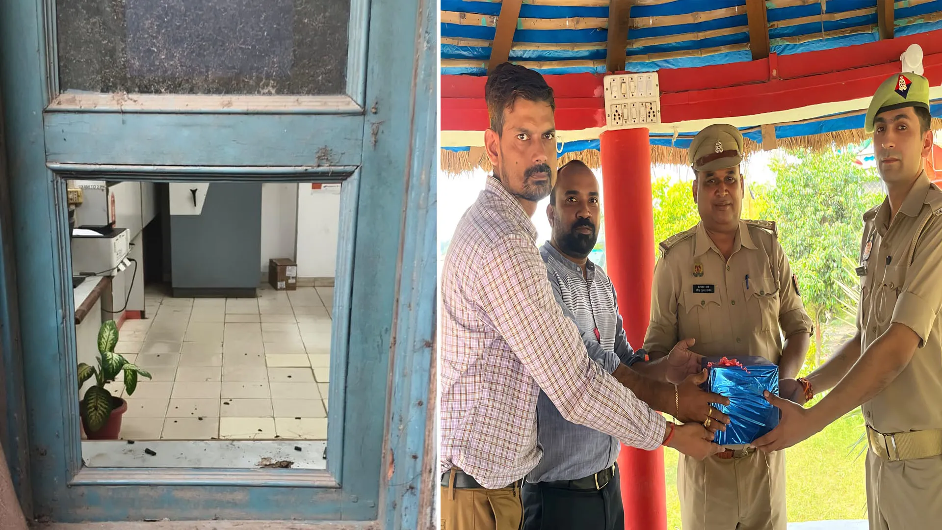 लखीमपुर खीरी : चोर कटर से काट रहे थे बैंक की खिड़की...होमगार्ड की बहादुरी और चौकसी से टली चोरी की वारदात