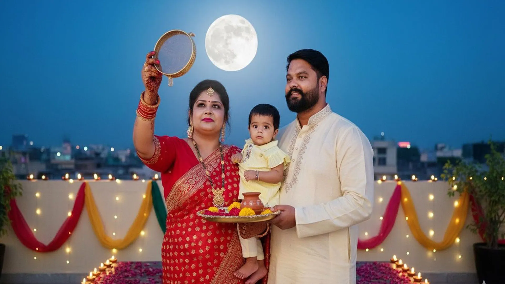 करवा चौथ : चांद संग पति का दीदार कर सुहागिनों ने की पूजा, अर्घ्य देकर किया व्रत का पारायण