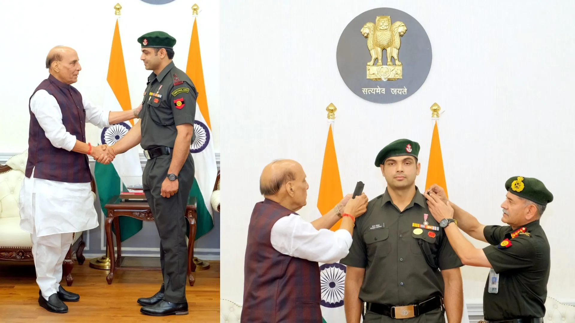 लेफ्टिनेंट कर्नल की रैंक से सम्मानित हुए नीरज चोपड़ा, रक्षामंत्री राजनाथ सिंह और COAS जनरल उपेंद्र द्विवेदी ने दी उपाधि