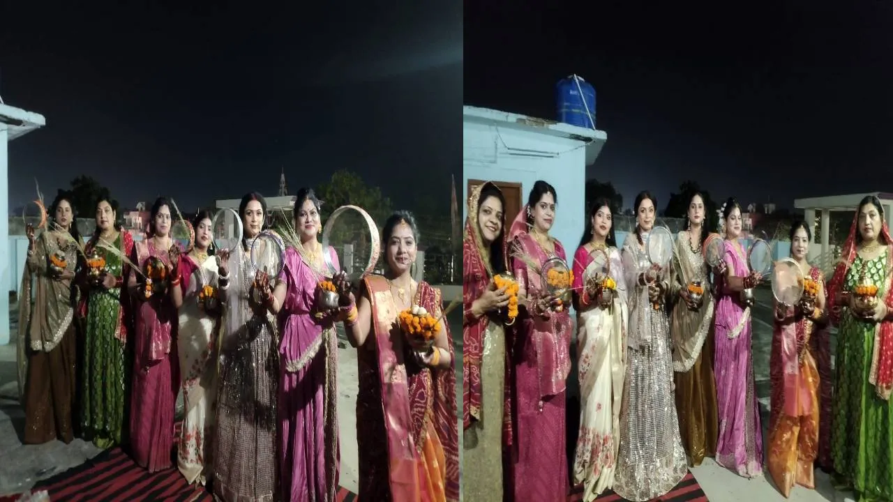  बलरामपुर : करवा चौथ पर सजी सुहाग की थाल, चांद दर्शन के साथ खिले सुहागिनों के चेहरे
