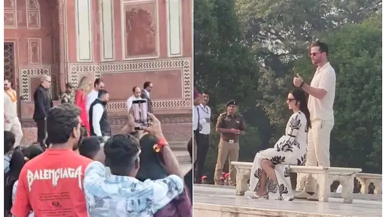 Video : अमेरिकी राष्ट्रपति ट्रंप के बेटे ने पत्नी के साथ किया ताजमहल का दीदार, डायना बेंच पर शानदार फोटो भी खिंचवाई