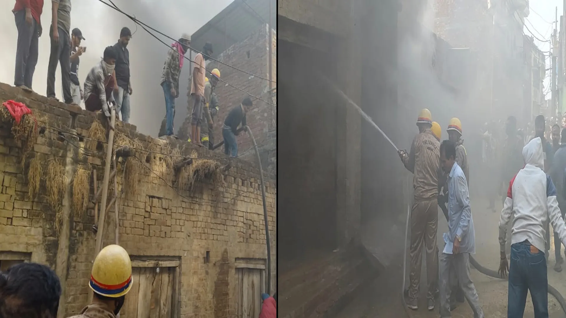 संभल : हैंडीक्राफ्ट कारखाने में लगी भीषण आग, कई घर भी आग की चपेट में