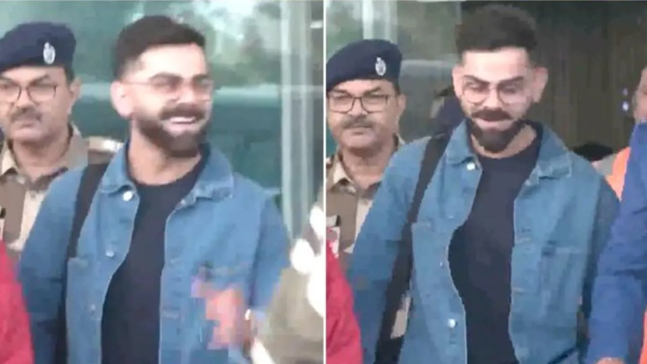   एक झलक पाने को बेकरार... रांची पहुंचते ही एयरपोर्ट पर फैंस ने विराट को घेरा, भारी सुरक्षा के बीच ले जाया गया होटल