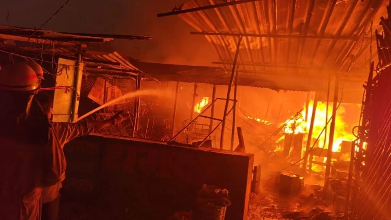 बाकरगंज बाजार में भड़क रहे शोले :  भीषण आग से 300 दुकानें खाक, कई झुलसे 