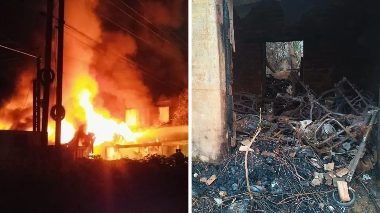 कोरबा में बाइक गोदाम में लगी भीषण आग, 25 मोटरसाइकिलें खाक