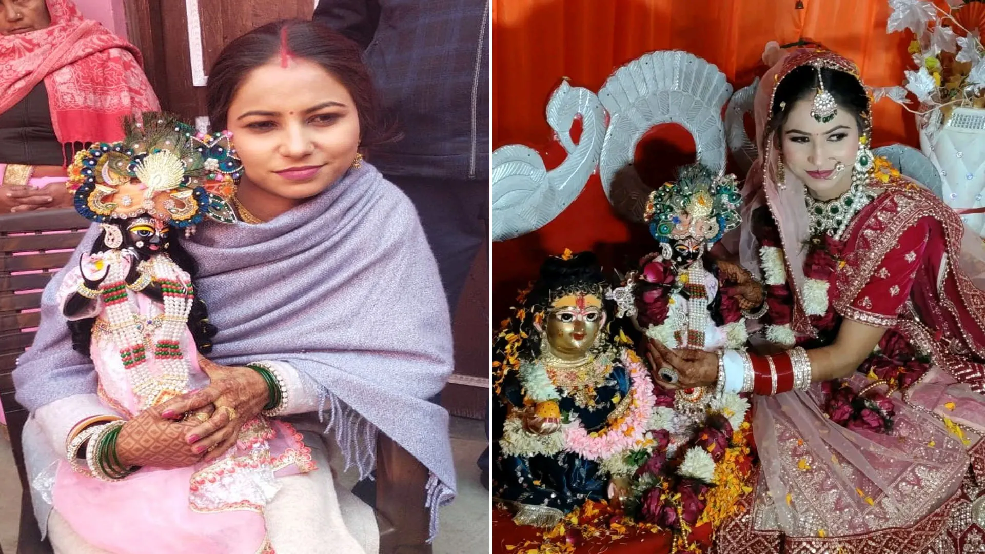  UP : कान्हा की दीवानी युवती ने भगवान श्रीकृष्ण की मूर्ति संग धूमधाम से लिए सात फेरे