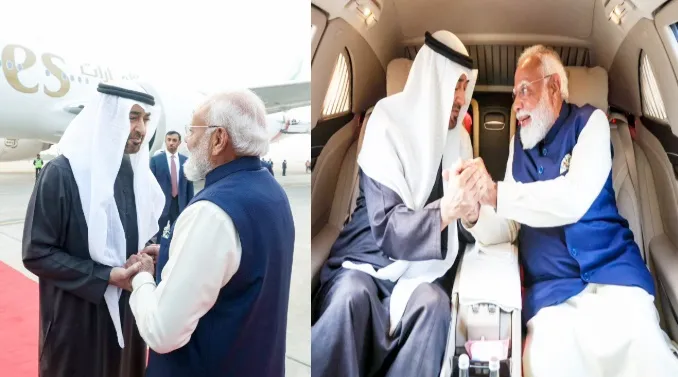 भारत पहुंचे UAE के राष्ट्रपति : पीएम मोदी ने प्रोटोकॉल तोड़कर एयरपोर्ट पर किया स्वागत,  बस दो घंटे दिल्ली में रुकेंगे अल नाह्यान