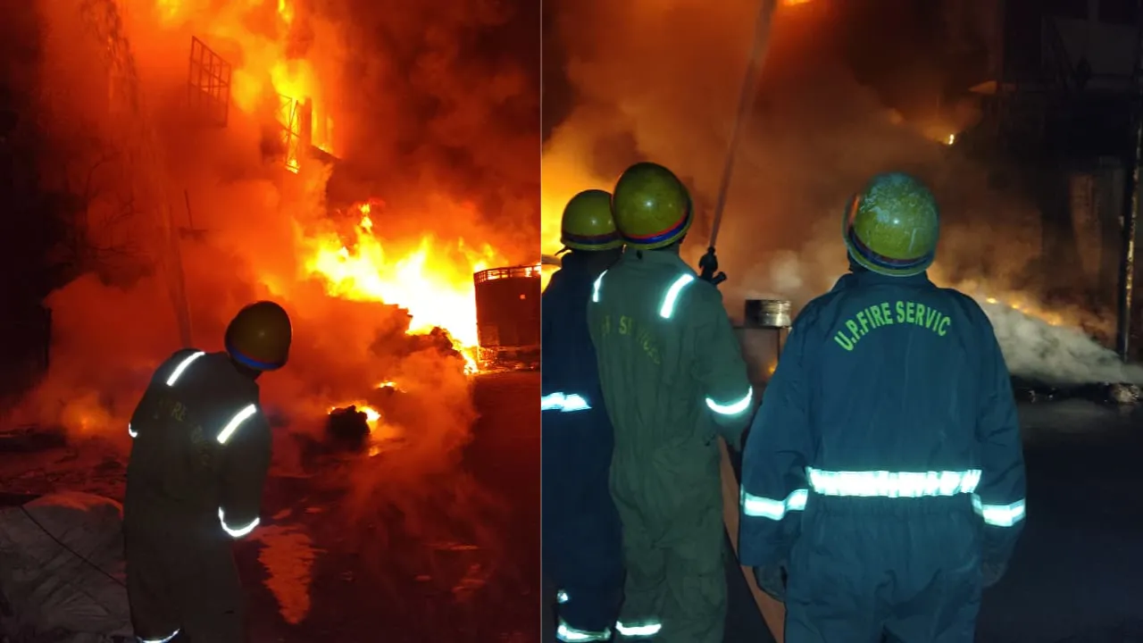 कानपुर के दादानगर में प्लास्टिक फैक्ट्री में भीषण आग:  मौके पर पहुंची दमकल ने आग पर पाया काबू,अफरा-तफरी का माहौल 