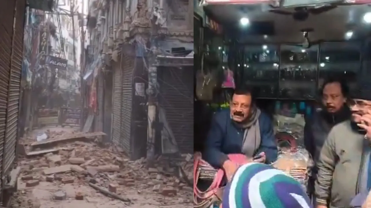 वाराणसी:  एक बार फिर हुई दालमंडी में ध्वस्तीकरण की कार्रवाई, पुलिस फोर्स और पैरामिलिट्री फोर्स मौजूद