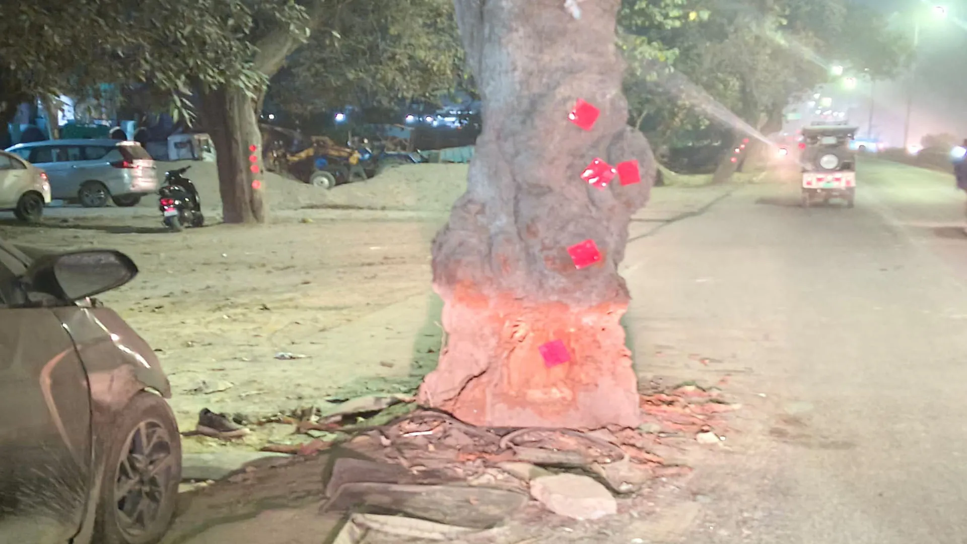 Bareilly: खूनी पेड़ पर चिपकाए रिफ्लेक्टर, कार टकराने का वीडियो वायरल