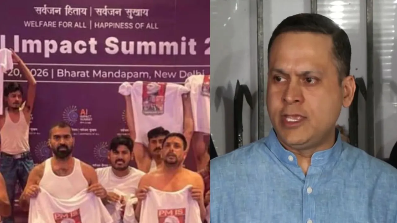 भारत मंडपम में शर्ट उतारने वाले कांग्रेस कार्यकर्ताओं पर भड़की भाजपा, बोली- छवि खराब करने की साजिश 