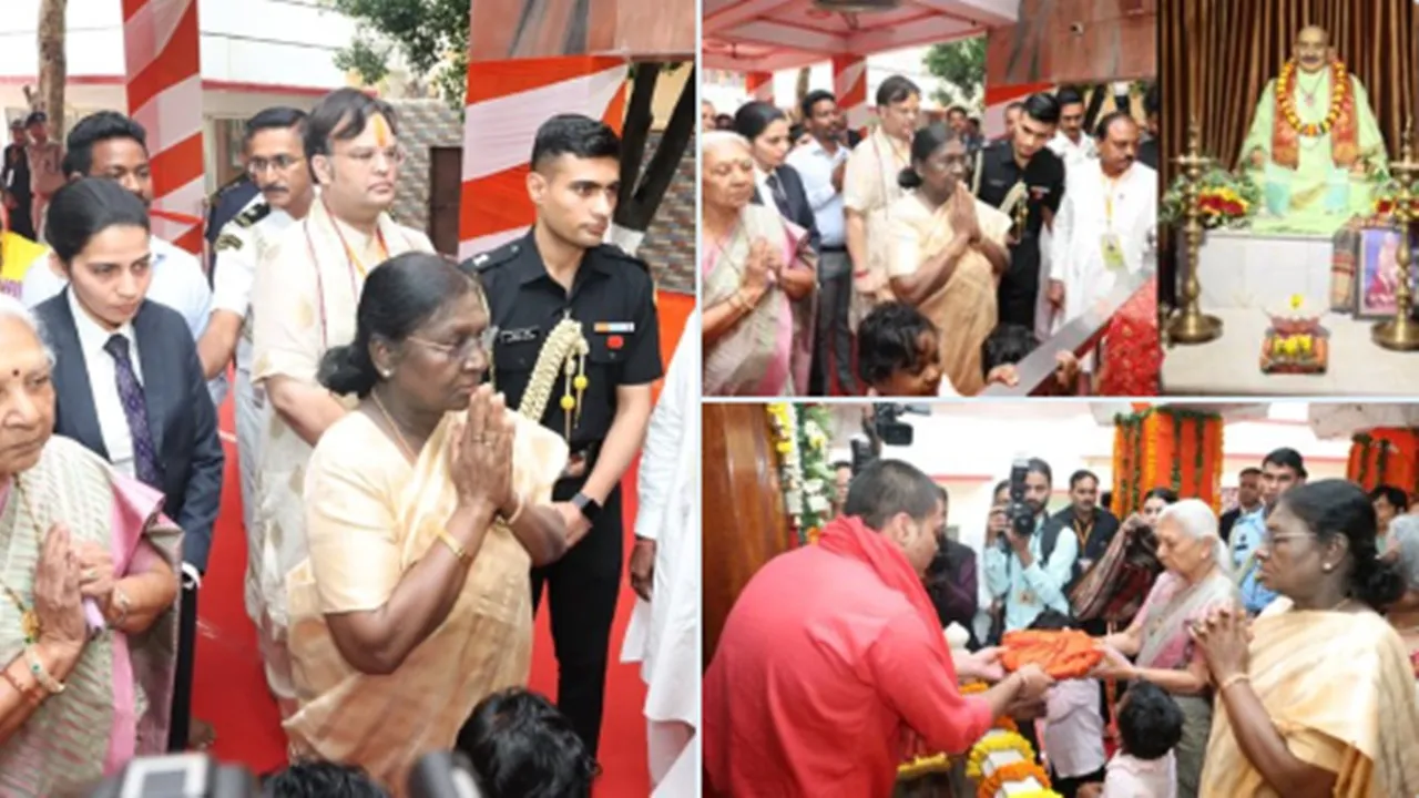 ब्रज की धरा पर राष्ट्रपति मुर्मू भक्ति रस से सराबोर : नींव करौरी आश्रम में नवाया शीश, स्वास्थ्य सेवाओं से जुड़ी परियोजनाओं का किया उद्घाटन