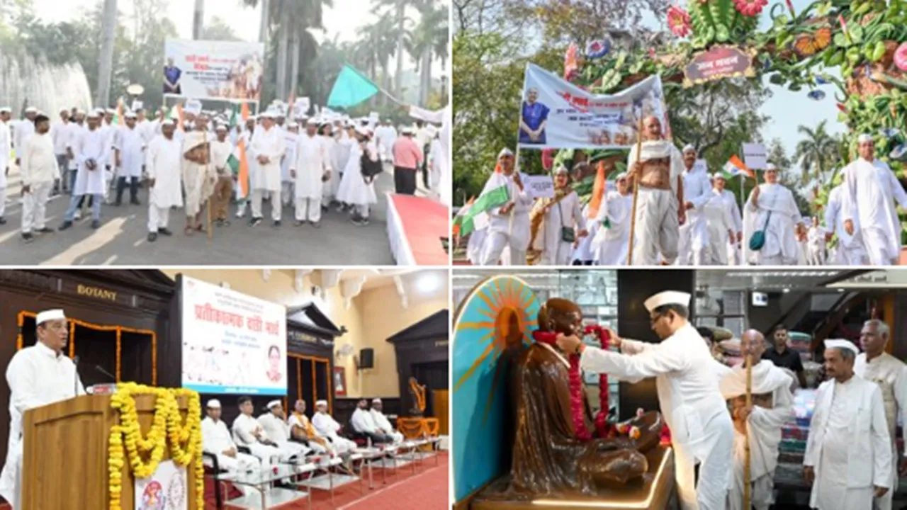 लखनऊ : निकाली गई प्रतीकात्मक दांडी यात्रा, डॉ. सुधीर महादेव ने दिखाई हरी झंडी