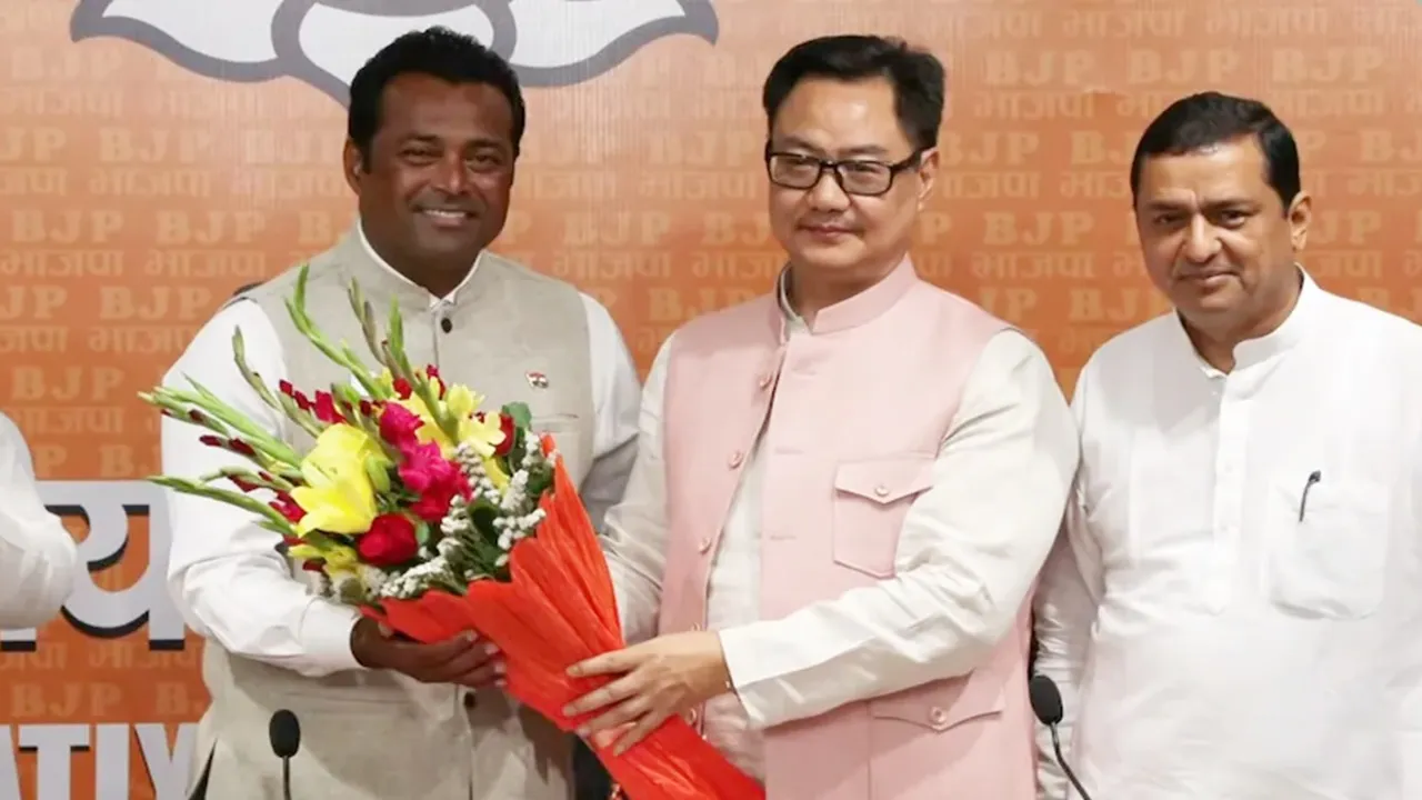 बंगाल चुनाव के बीच लिएंडर पेस की भाजपा में एंट्री : रिजिजू की मौजूदगी में ली पार्टी की सदस्यता, कहा- यह पर्ची मेरे ऊपर बड़ी जिम्मेदारी