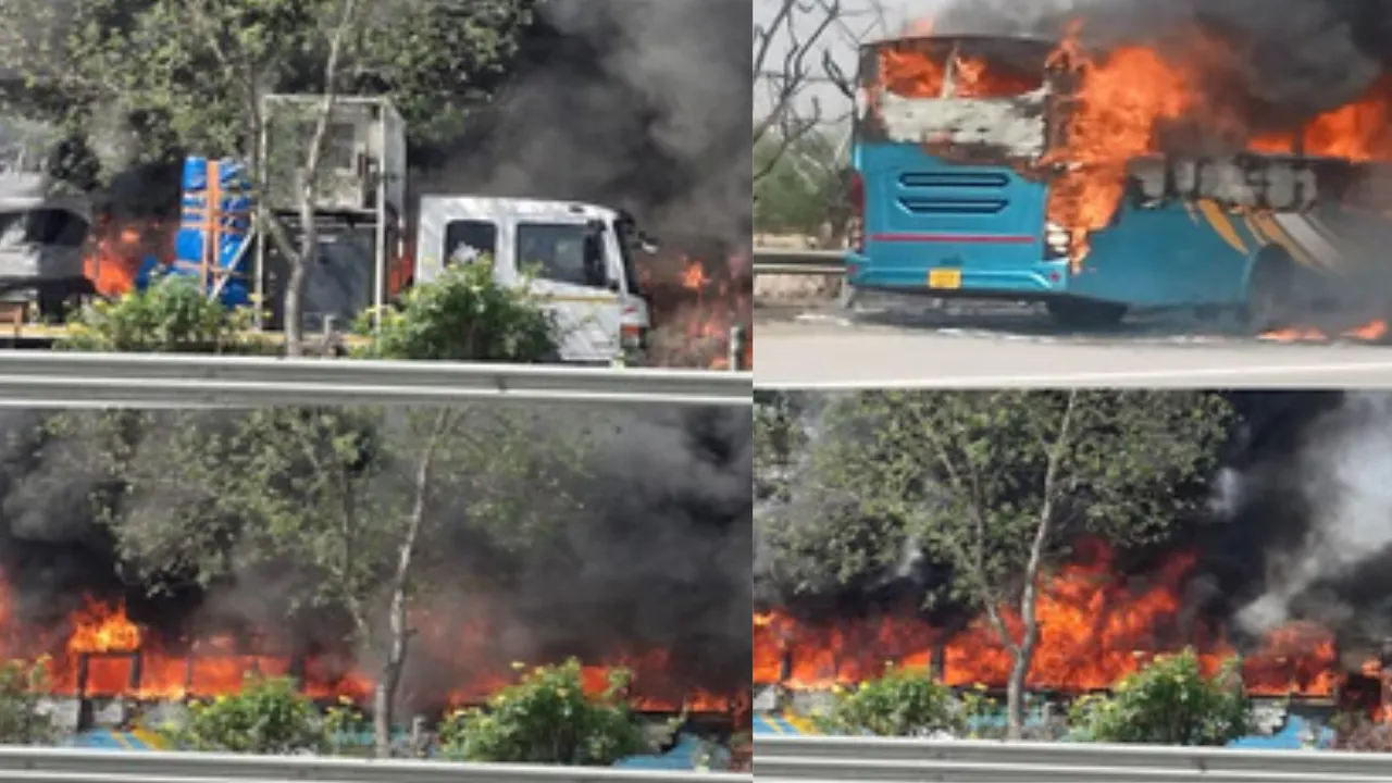 Mathura News: यमुना एक्सप्रेसवे पर चलती बस में लगी भीषण आग, यात्रियों ने कूदकर बचाई जान