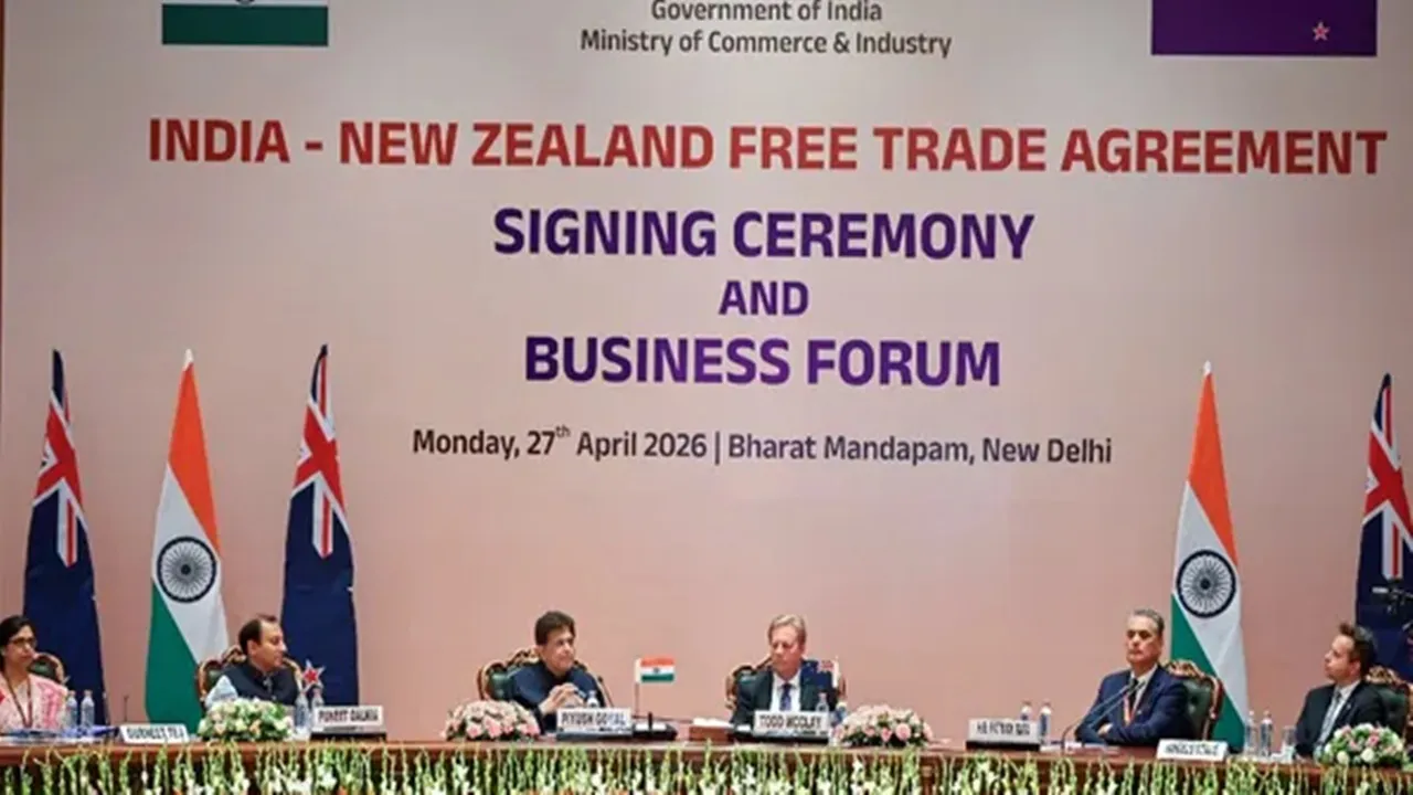 Ind-NZ FTA:  भारत-न्यूजीलैंड ने मुक्त व्यापार समझौते पर किए हस्ताक्षर, कई सामानों पर ड्यूटी घटकर हुई जीरो