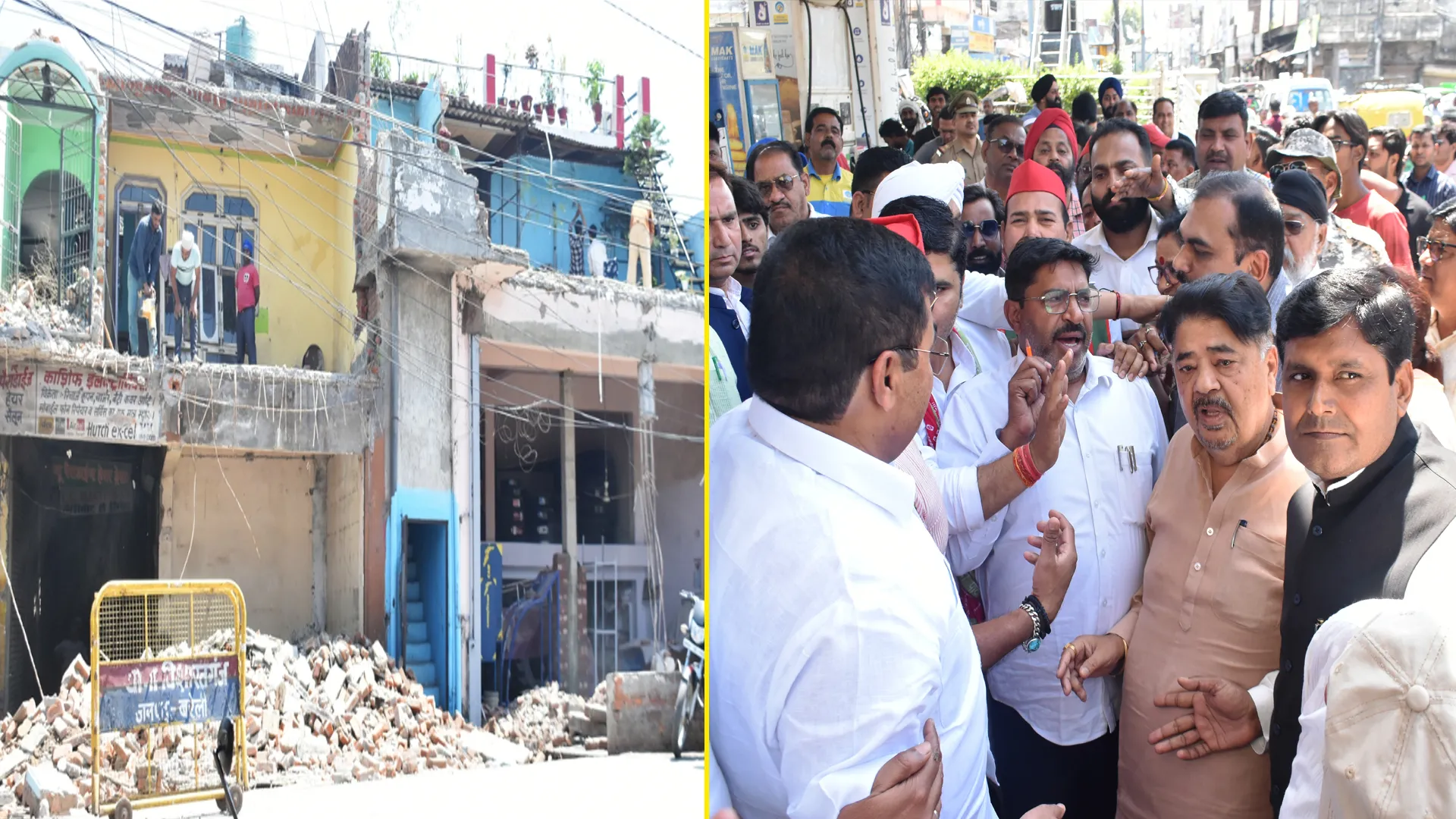 Bareilly : बुलडोजर चलने के दो दिन बाद हाल जानने पहुंचे सपाई