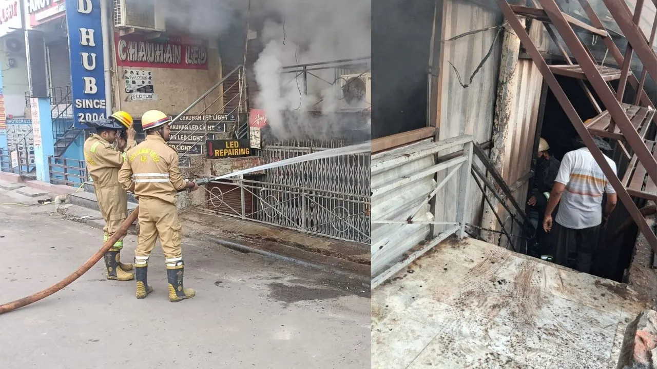 लखनऊ में इलेक्ट्रानिक्स गोदाम में आग से लाखों का माल जलकर बर्बाद, फायर ब्रिगेड की मदद से पाया काबू