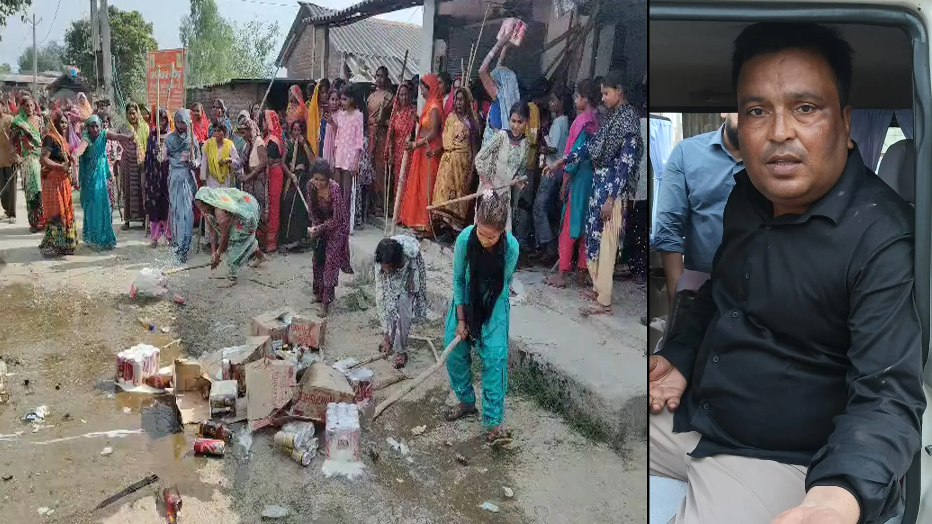 Pilibhit : दुकान के भीतर घुस गई उग्र महिलाएं, निकाल फेंकी शराब और बीयर की बोतलें