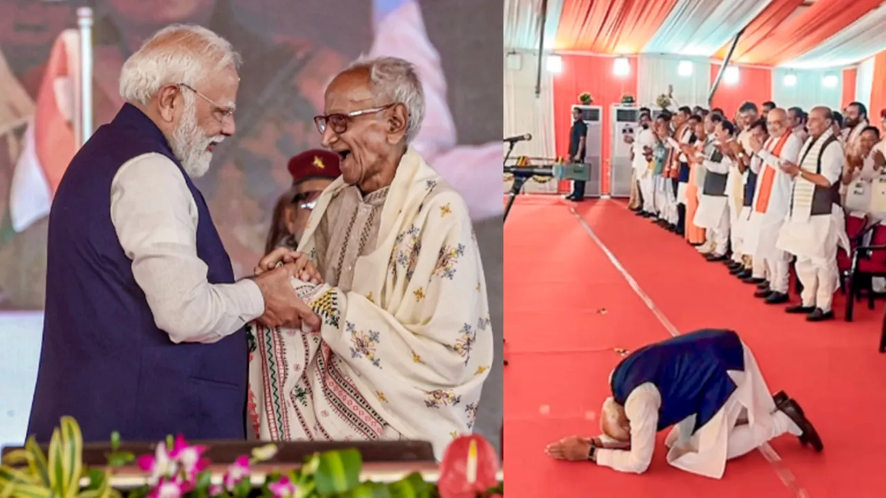 Oath Ceremony : बंगाल की जनता का पीएम मोदी ने जताया आभार, शपथ ग्रहण के मंच से किया साष्टांग प्रणाम 