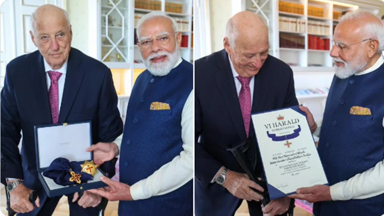 प्रधानमंत्री मोदी को नॉर्वे का सर्वोच्च सम्मान : 'ग्रैंड क्रॉस ऑफ द रॉयल नॉर्वेजियन ऑर्डर ऑफ मेरिट' से हुए सम्मानित
